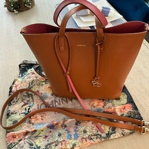 Johnny Was Tan and Pink Leather Tote